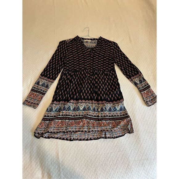 New Altar’d State boho dress black with red button neck size Medium - Picture 2 of 9